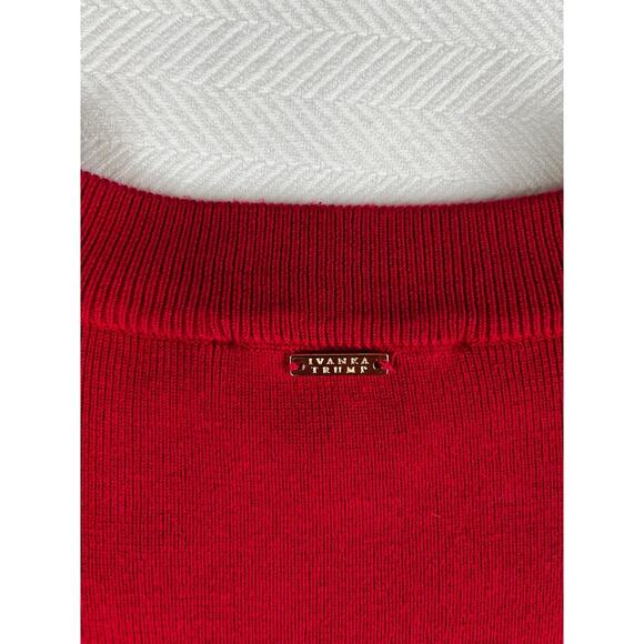 Ivanka Trump Women's Red Knit Sweater Bell Sleeves Crew Neck - Picture 4 of 8